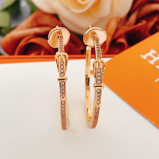 Hermes Rose Gold Belt Stud Earrings