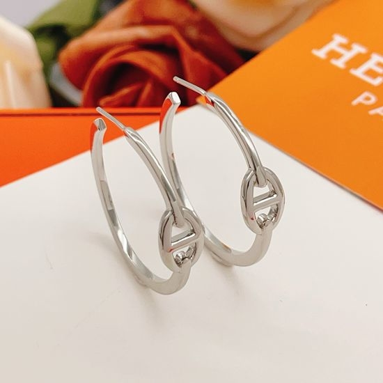 Hermes Silver Pig Nose Stud Earrings