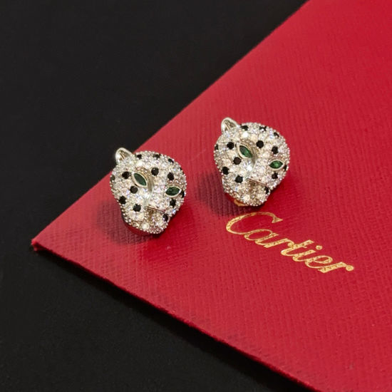 Cartier Panther Shape Diamond Inlaid Stud Earrings