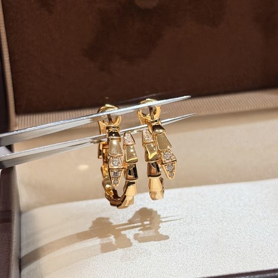 Bottega Veneta BV Gold Plated Snake Design Stud Earrings