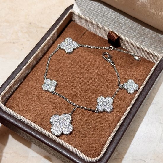 Van Cleef & Arpels VCA Clover Diamond Silver Bracelet