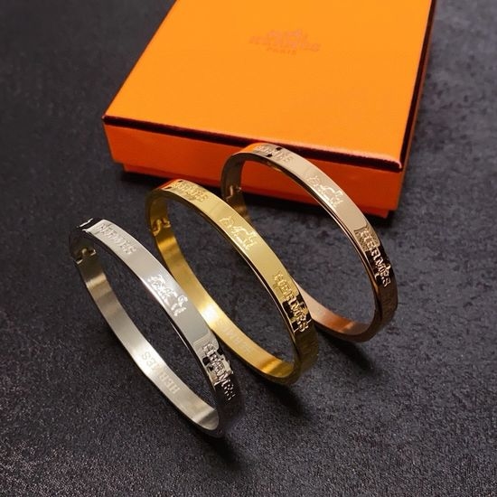 Hermes Engraved Letter Slim Bangle