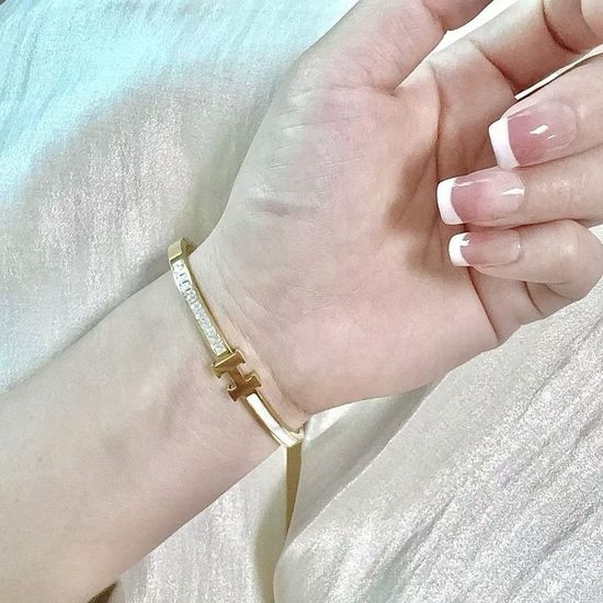 Hermes Diamond Mother of Pearl Narrow Bangle