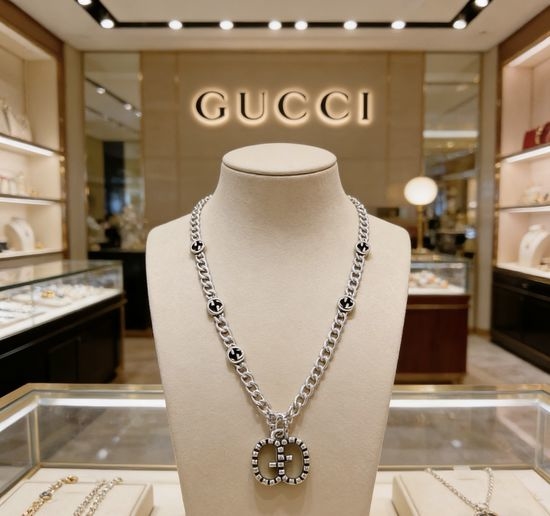 Gucci Vintage Double Letter Pendant Necklace
