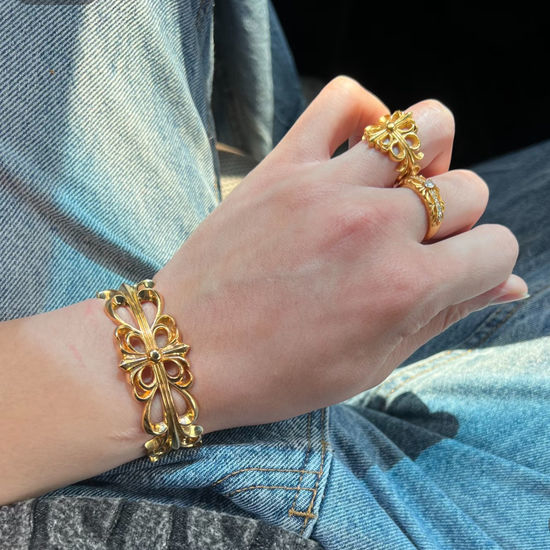 Chrome Hearts Vintage Vine Cross Open Bangle