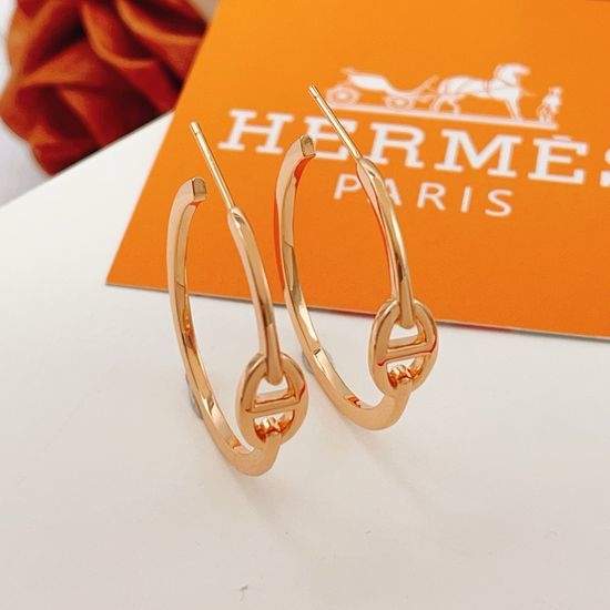 Hermes Rose Gold Pig Nose Stud Earrings