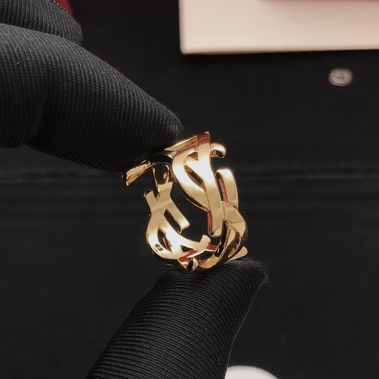 Yves Saint Laurent YSL Stylish Letter Engraved Brass Ring