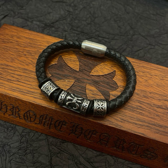 Chrome Hearts Vintage Style Leather Rope Bracelet
