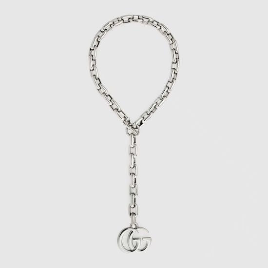 Gucci Silver Chunky Chain T Clasp Pendant Necklace