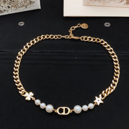 Christian Dior CD Clover Star Pendant Necklace
