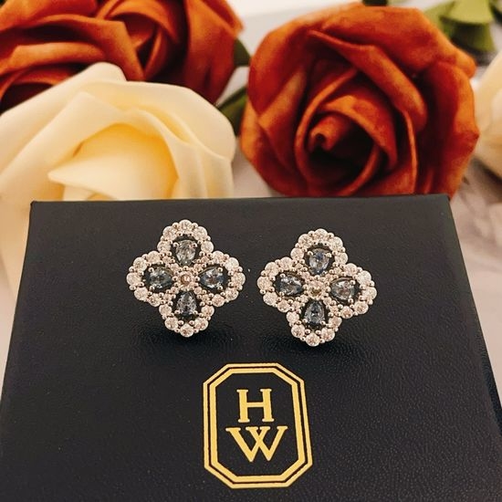 Harry Winston Blue Marquise Diamond Stud Earrings