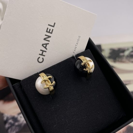 Chanel Two-Tone Ball Design Stud Earrings