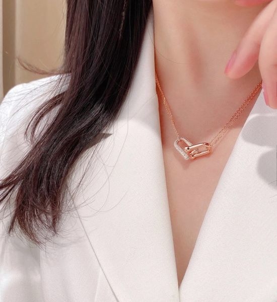 Tiffany & Co. Diamond Horseshoe Buckle Pendant Necklace