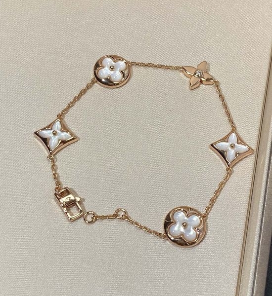 Louis Vuitton LV Mother of Pearl Flower Charm Bracelet