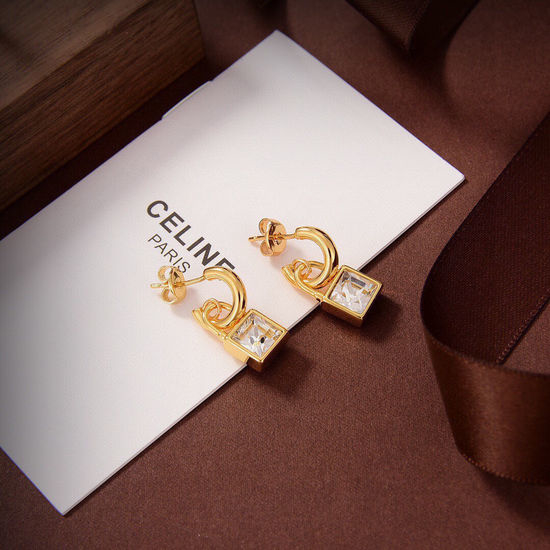 Celine Lock Shaped Stud Earrings