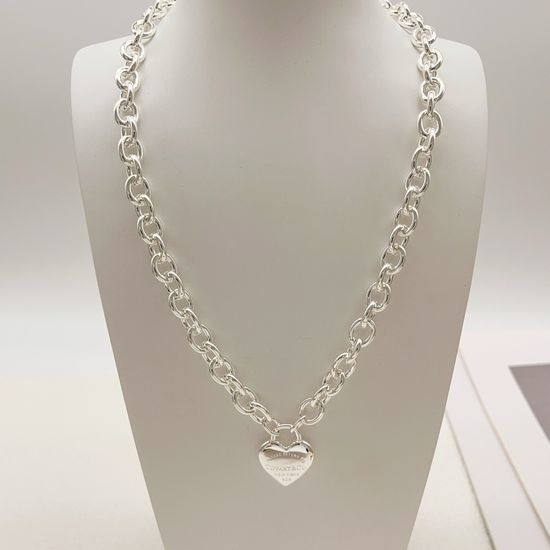 Tiffany & Co. Silver Smooth Peach Shape Necklace