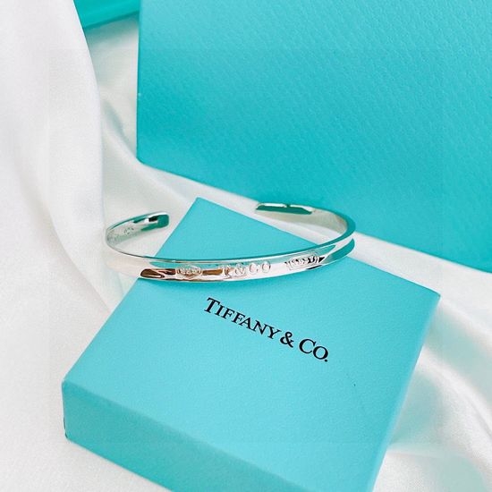 Tiffany & Co. Engraved Letter Open Cuff Bangle