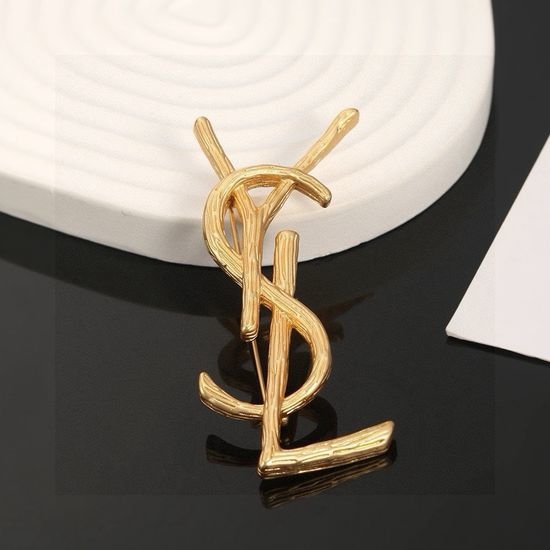 Yves Saint Laurent YSL Luxury Shiny Plated Brooch