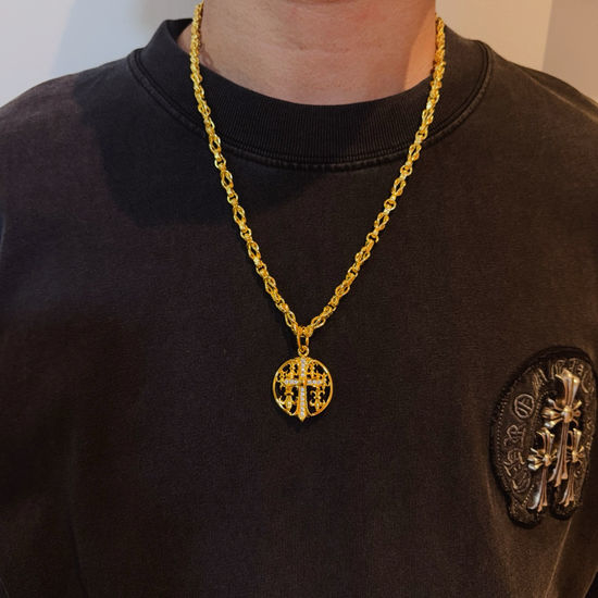 Chrome Hearts Vintage Full Diamond Cross Pendant Necklace