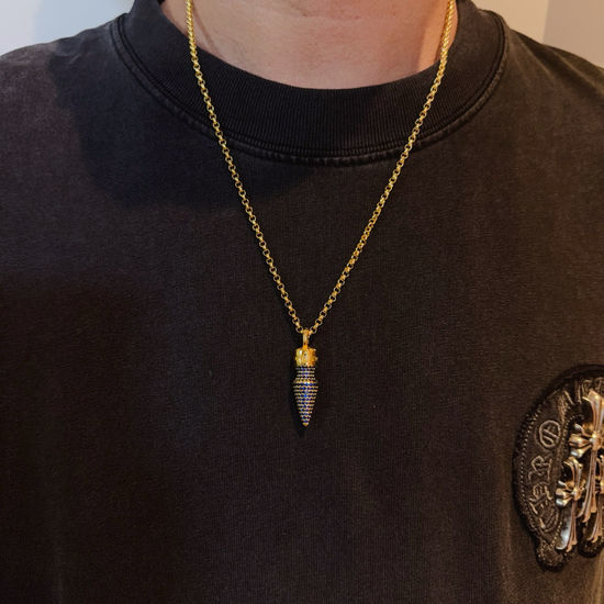 Chrome Hearts Vintage Blue Crystal Pendant Necklace