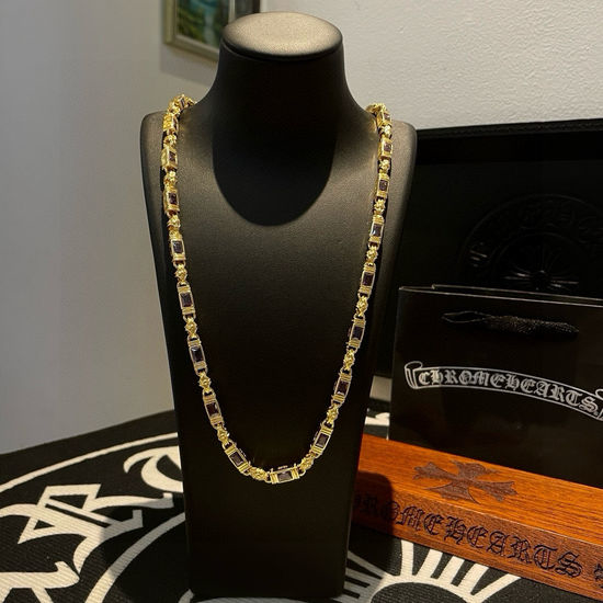 Chrome Hearts Purple Diamond Cross Pendant Necklace