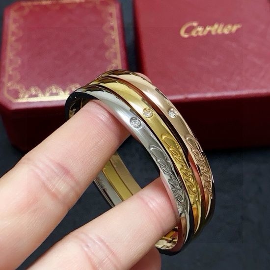 Cartier Single Diamond Engraved Bangle
