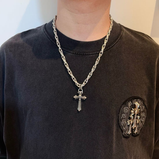 Chrome Hearts Vintage Skull Cross Pendant Necklace