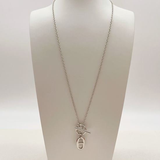 Hermes Silver Pig Nose Shape Necklace