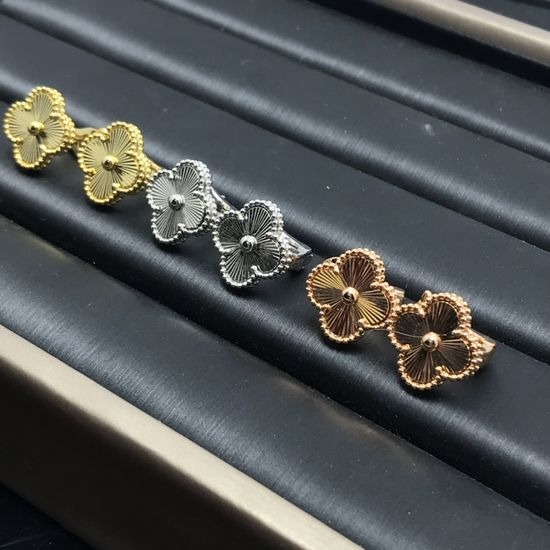 Van Cleef & Arpels VCA Exquisite Carved Gold Plated Earrings
