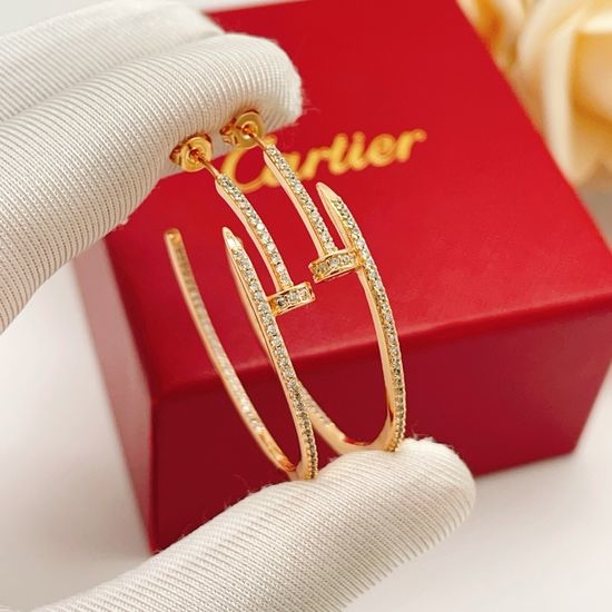 Cartier Rose Gold Full Diamond Round Earrings