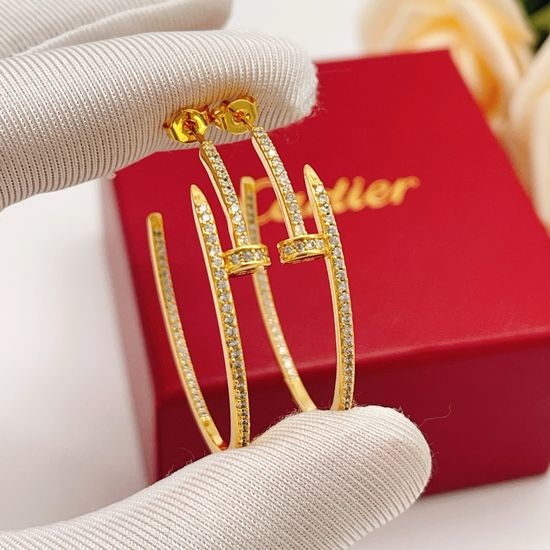 Cartier Gold Full Diamond Round Earrings