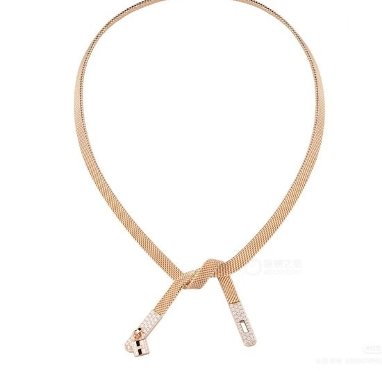 Hermes Full Diamond Buckle Pendant Necklace
