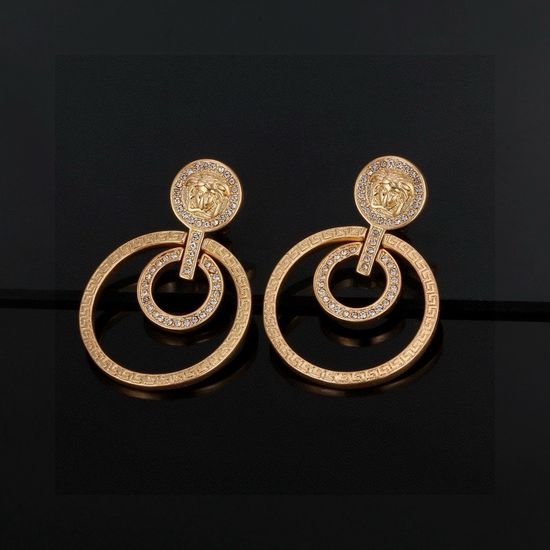 Versace Unique Safety Pin Shape Stud Earrings
