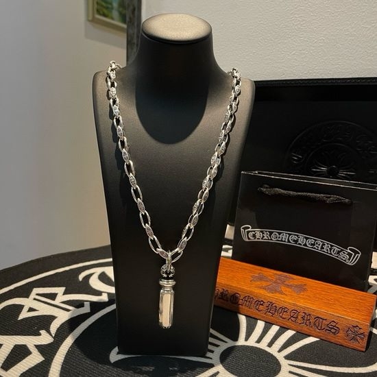 Chrome Hearts Lattice Pattern Cross Flower Necklace
