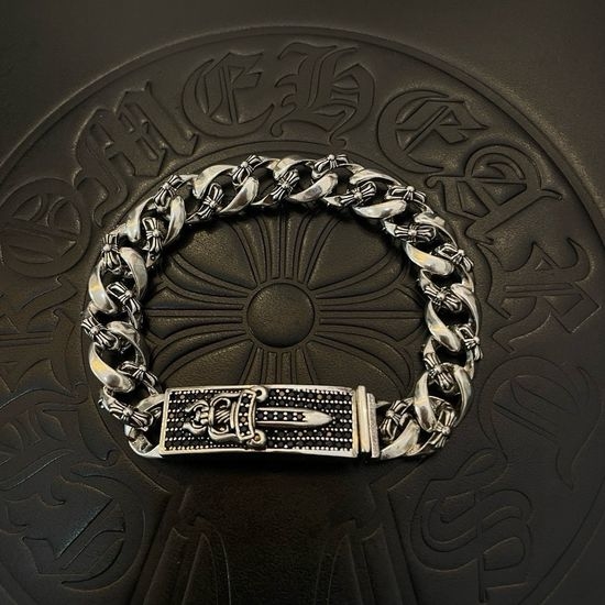 Chrome Hearts Vintage Cross Black Diamond Bracelet