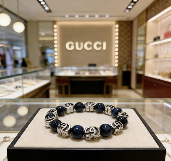 Gucci Natural Tiger Eye Stone Beaded Bracelet
