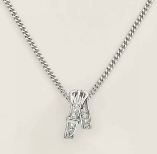Hermes Full Diamond Buckle Pendant Necklace Premium