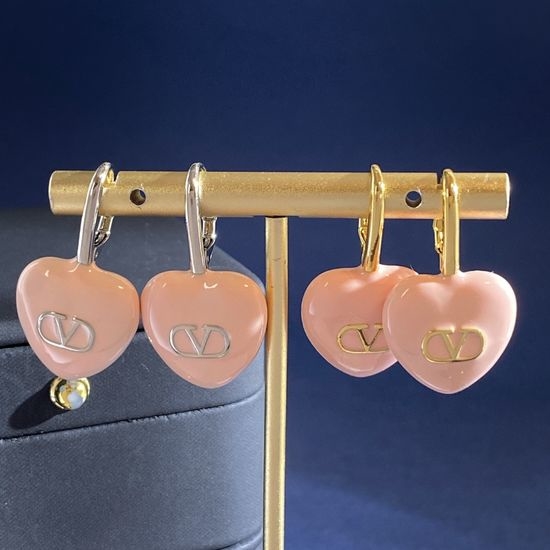 Valentino Heart Shape V Letter Design Earrings