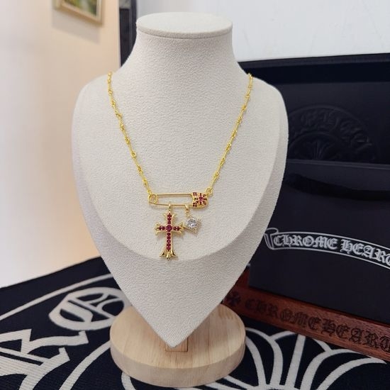 Chrome Hearts Vintage Retro Pin Cross Pendant Necklace