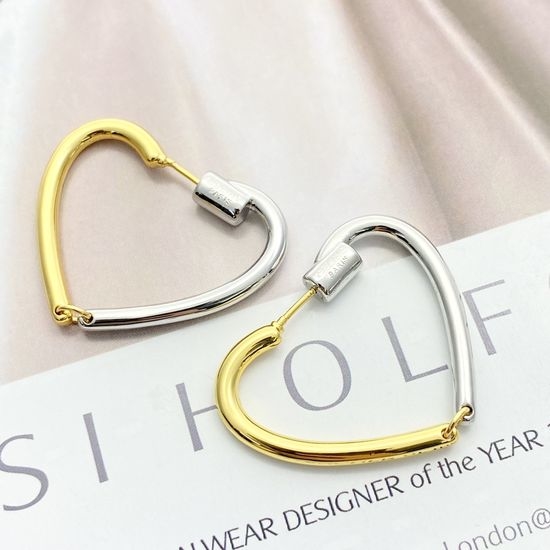 Celine Two-tone Heart Shape Stud Earrings