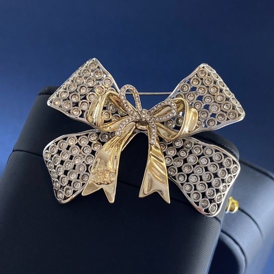 Chanel Rhinestone Bow Brooch