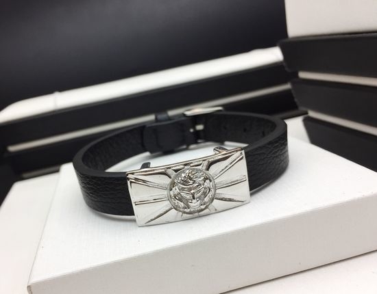 Versace Lion Head Leather Strap Bracelet