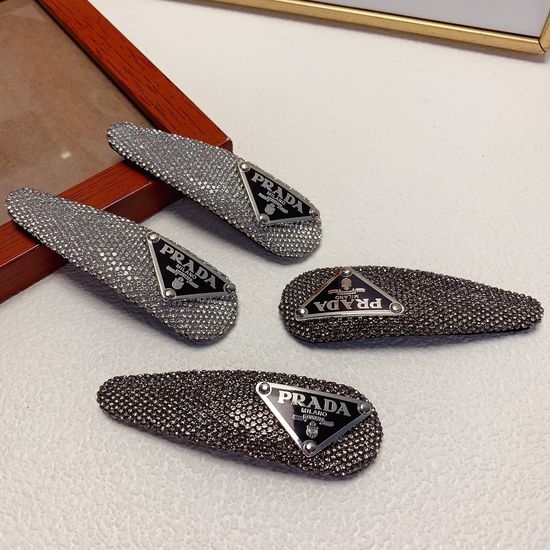 Prada Rhinestone Hair Snap Clips Set