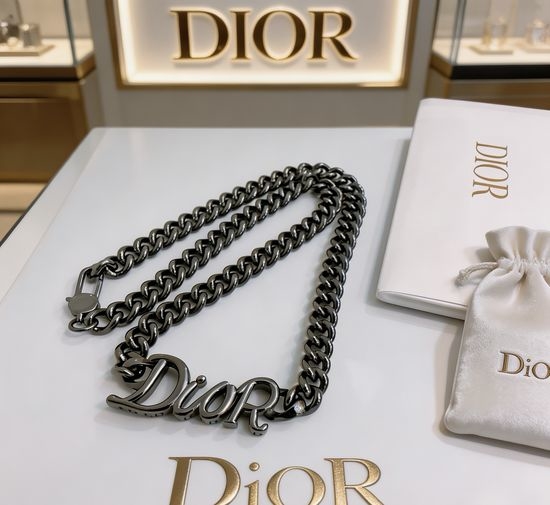 Christian Dior CD Vintage Distressed Adjustable Chain Necklace