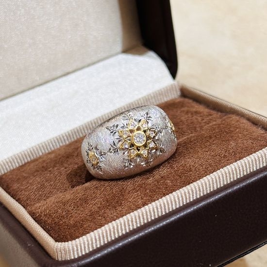 Buccellati Vintage Floral Snowflake Dual-Color Rings
