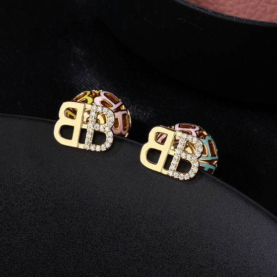Balenciaga Trendy Unique Brass Metal Stud Earrings
