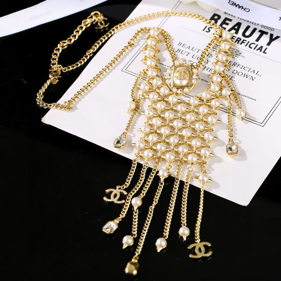 Chanel Classic Elegant Brass Pendant Necklace
