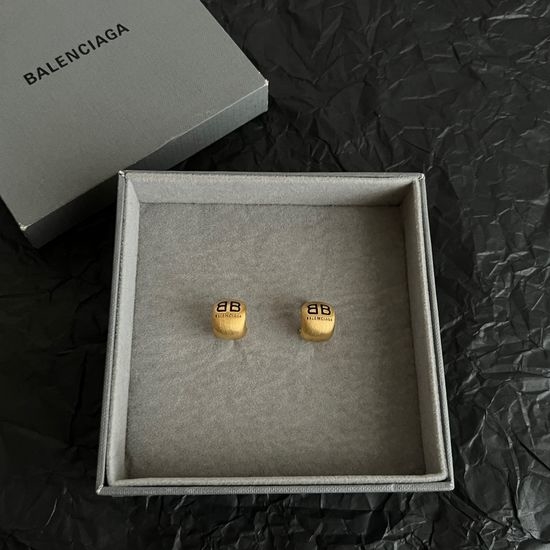 Balenciaga Simple Textured Gold Stud Earrings