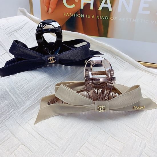 Chanel Ribbon Bow Logo Hair Claw Clip
