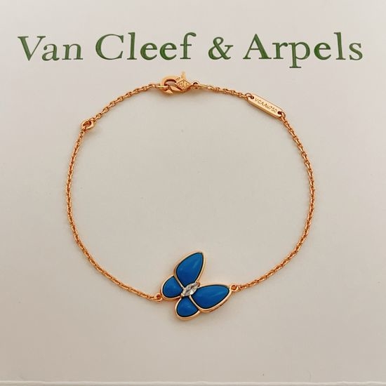 Van Cleef & Arpels VCA Rose Gold Blue Stone Butterfly Bracelet